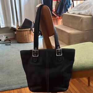 Coach Black Leather Tote Bag
